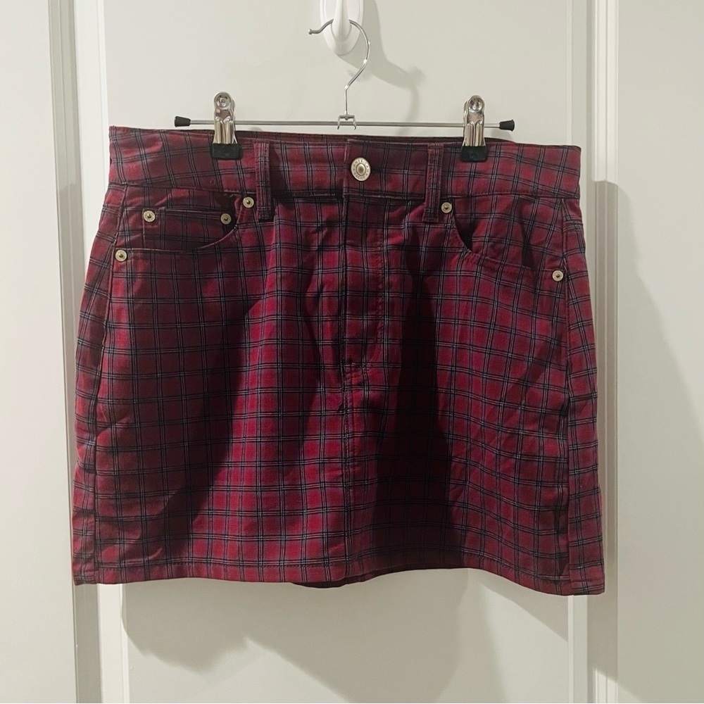 American Eagle Outfitters Red Plaid y2k inspired Mini Skirt